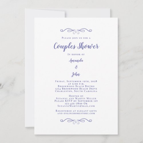 Couples Shower Wedding Engagement Party Periwinkle Invitation