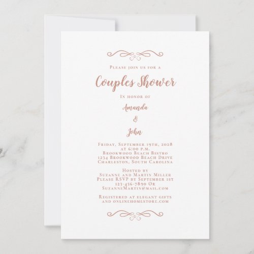 Couples Shower Wedding Engagement Party Rose Gold Invitation