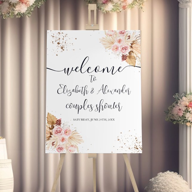 Couples Shower Welcome Party Sign | Boho Floral (Creator Uploaded)
