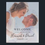 Couple's Shower Welcome Sign Faux Canvas Print<br><div class="desc">This simply chic wedding couple's shower welcome sign features your favorite photo and black text,  including your first names in a lively whimsical script. You can change the font and the wording to suit your style.</div>