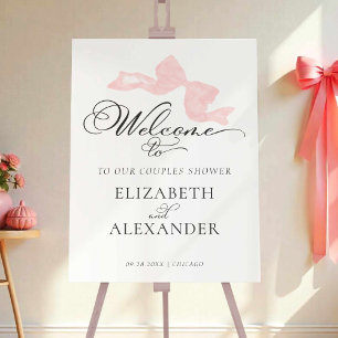 Couples Shower Welcome Signs Pink Bow