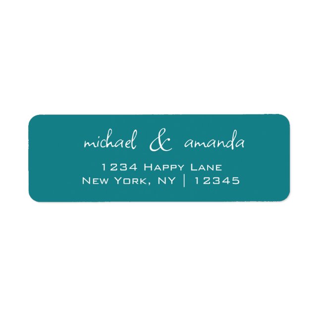 Couples Simple Minimal Informal Casual Teal Blue Label (Front)