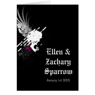 couples skull pirate party cards