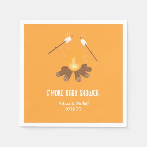 Couples Smore campfire marshmallow baby shower Napkins