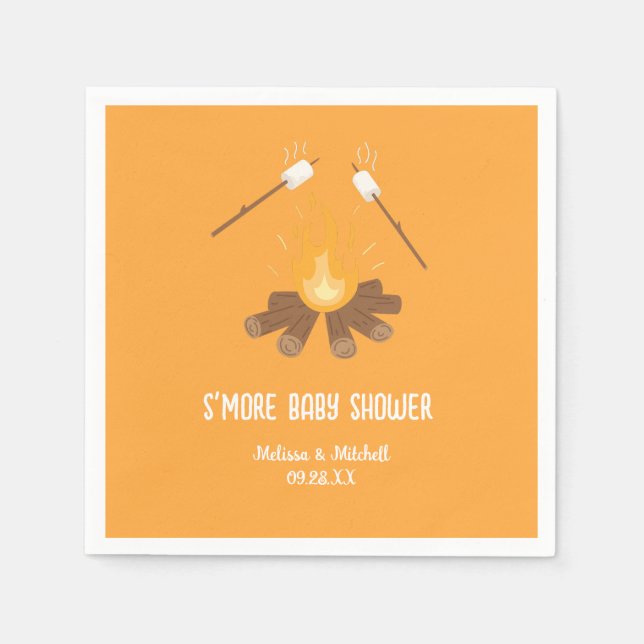 Couples Smore campfire marshmallow baby shower Napkins (Front)