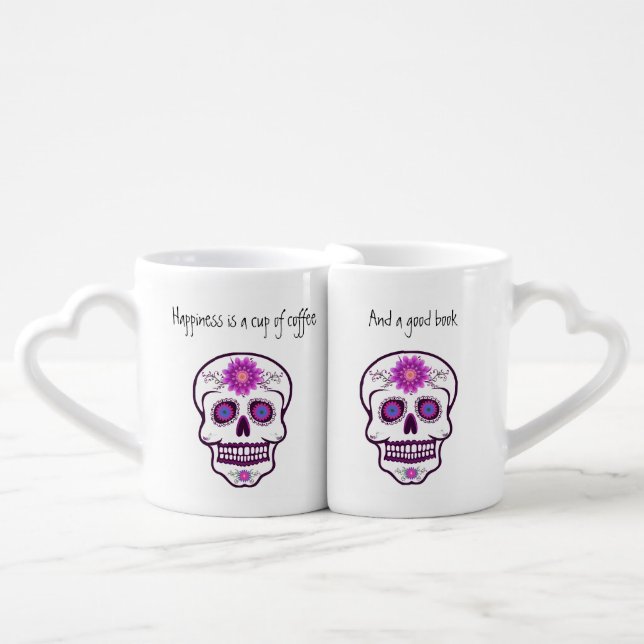 Couples ' Sugar Skull Book Lovers Mug Set (Front Nesting)