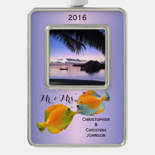 Couple's Sweet Kisses Maldives Sunset Coral Fish Ornament