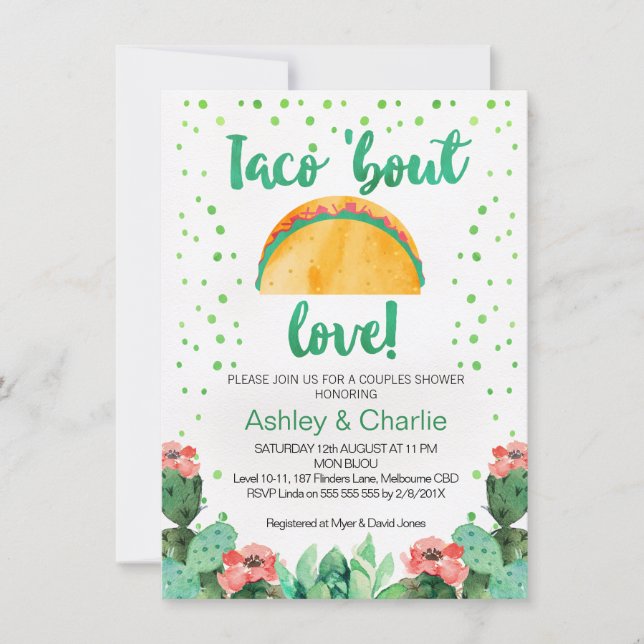 Couples Taco ''bout Love Shower Invitation (Front)