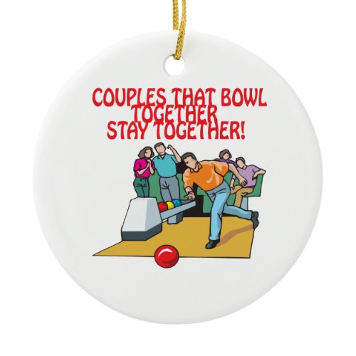 Couples That Bowl Together Ceramic Ornament