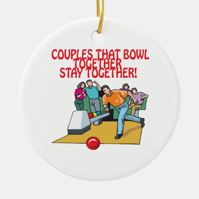 Couples That Bowl Together Ceramic Ornament (Front)