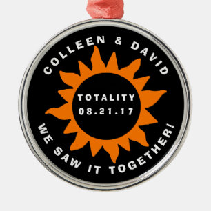 Couples Totality Solar Eclipse Personalized Metal Ornament