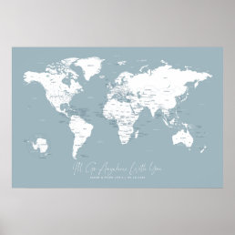 Couples Travel World Map of Where We&#39;ve Been Poster