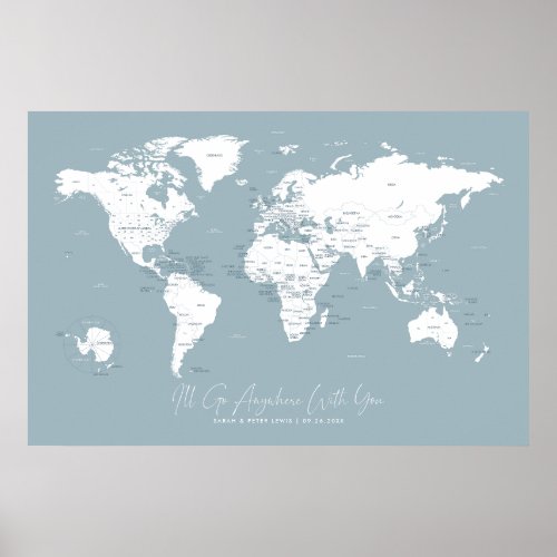 Couples Travel World Map of Where Weve Been Poster