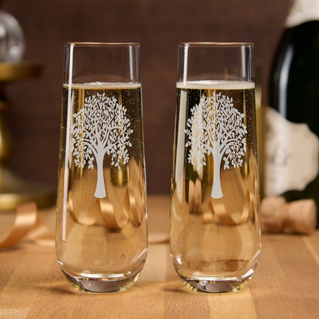 Couples Tree of Life Etched Glassware (Party)