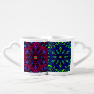 Couples trippy flower coffee mug set