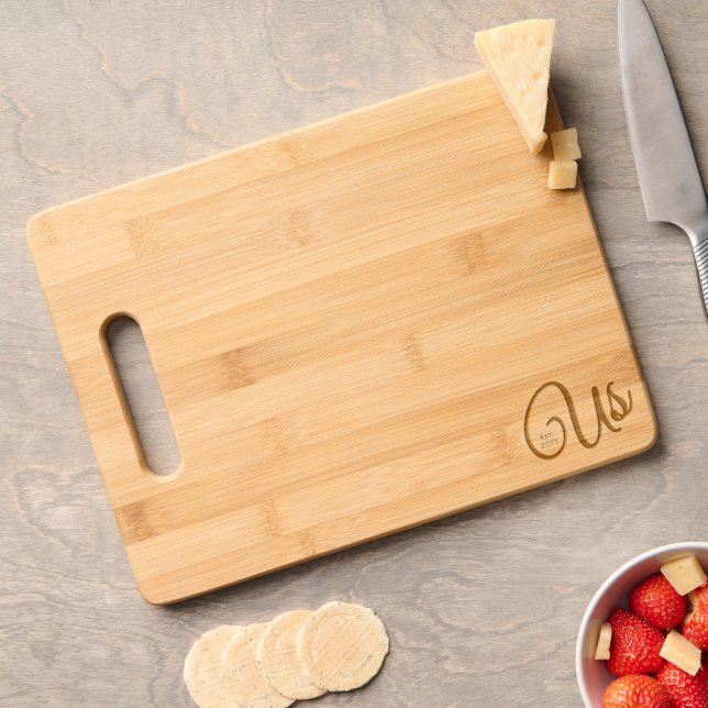 Couples Us Est Established Date Custom Engraved Cutting Board (Cheese)
