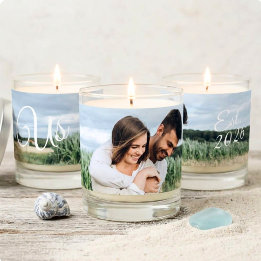 Couples Us Est Established Date Photo Keepsake Scented Candle