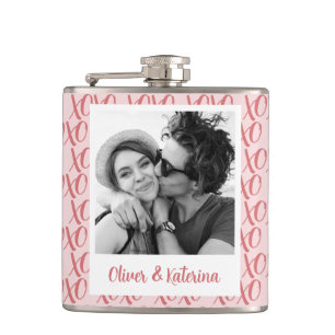 Couple's Valentine's XOXO Photo  Flask