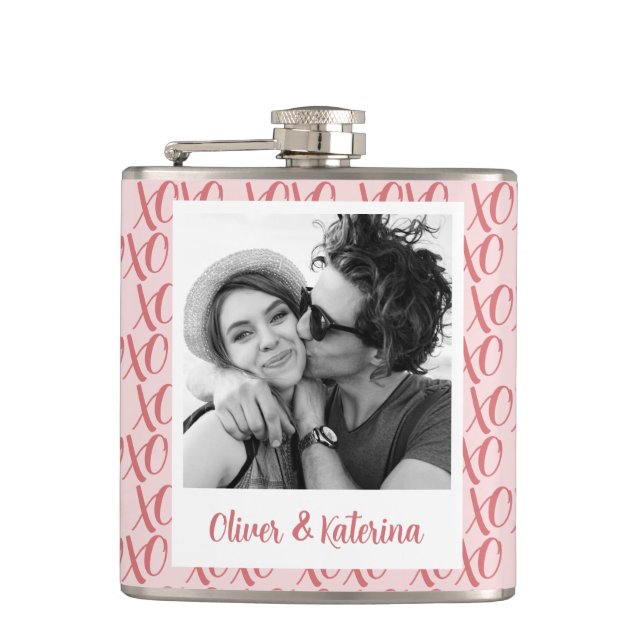 Couple's Valentine's XOXO Photo  Flask (Front)