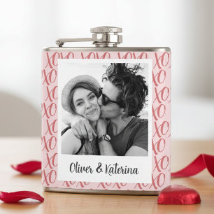 Couple's Valentine's XOXO Photo  Flask