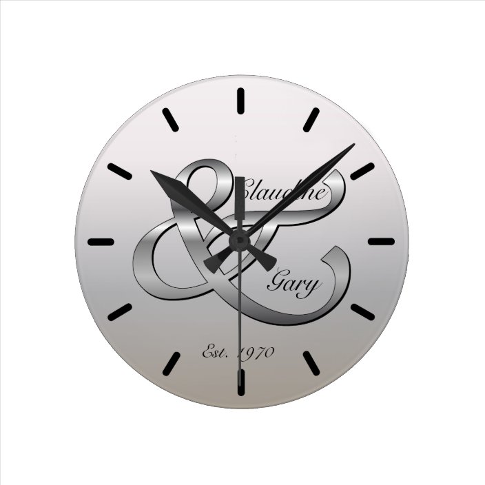 Couples Wall Clock Names & Date | Zazzle.com