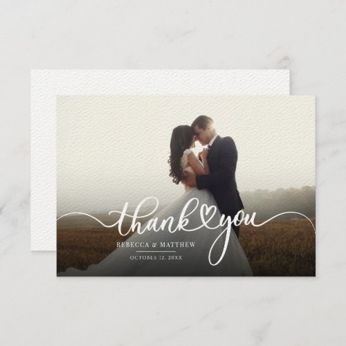 Couples Wedding Day Photo Hand Lettered Thank You Note Card