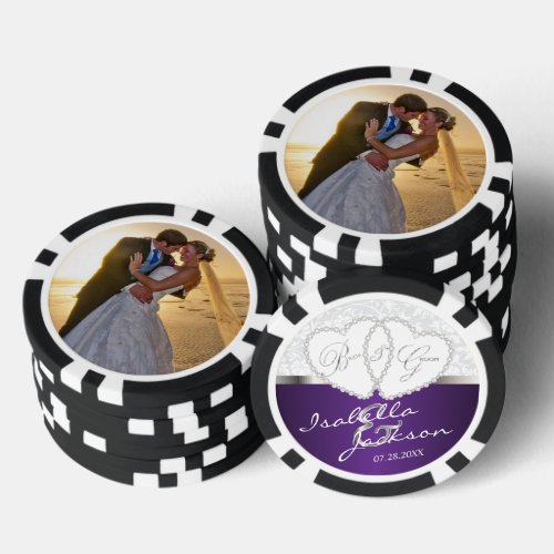 Couples Wedding Design in Purple Poker Chips