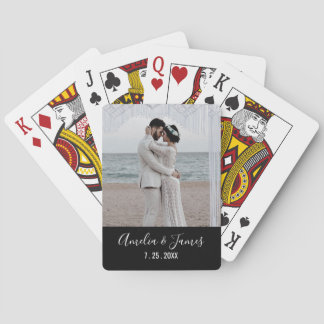 Couple's Wedding Engagement Photo Date Poker Cards