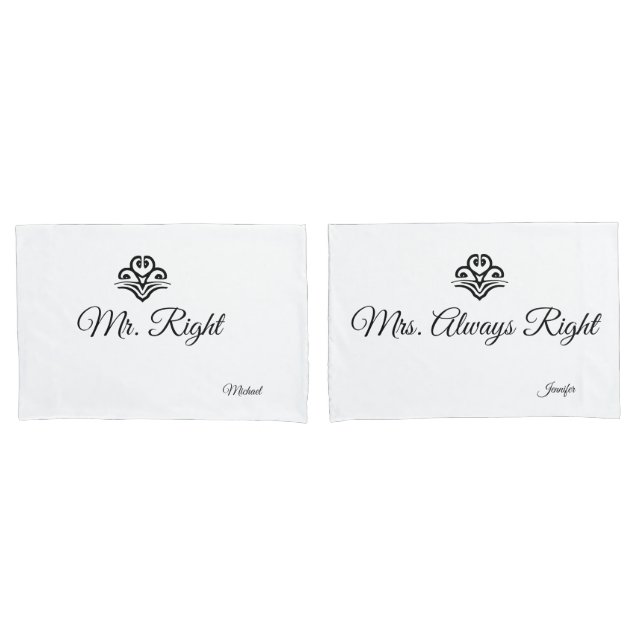 Couples Wedding Mr. Right & Mrs Always Right Pillow Case (Front-Set)