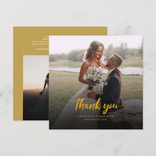 Couples Wedding Photos Script Thank You Note Card