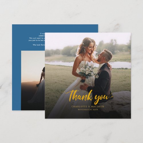 Couples Wedding Photos Script Thank You Note Card
