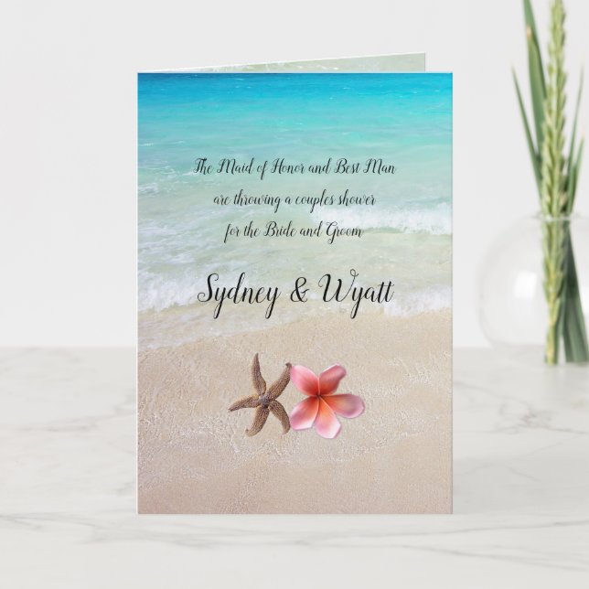 Couples Wedding Shower Beach Folded Invitation (Front)