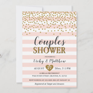Couples Wedding Shower Blush Pink Gold Confetti Invitation