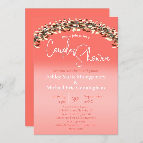 Couples Wedding Shower Chic Living Coral Ombre