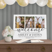 Couples Wedding Shower Elegant 3 Photo Welcome