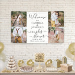 Couples Wedding Shower Elegant 4 Photo Welcome Banner<br><div class="desc">Welcome guests to a stylish couples bridal shower with an elegant custom 4 photo collage party banner. Pictures and all text are simple to personalize. (IMAGE PLACEMENT TIP: An easy way to center a photo exactly how you want is to crop it before uploading to the Zazzle website.) The modern...</div>