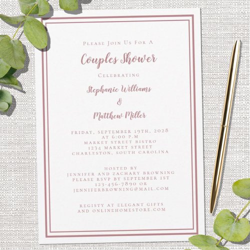 Couples Wedding Shower Engagement Dusty Rose Pink Invitation