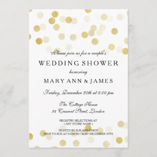 Couple's Wedding Shower Gold Foil Glitter Lights Invitation