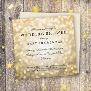 Couple's Wedding Shower Gold Glitter Lights Invitation