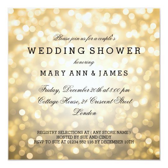 Couple's Wedding Shower Gold Glitter Lights Invitation | Zazzle.com