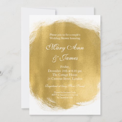 Couples Wedding Shower Gold Paint Look Invitation