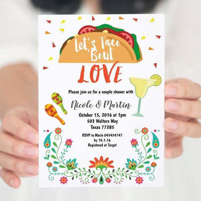 Couples Wedding Shower Invitation Fiesta with Taco (Creator Uploaded)