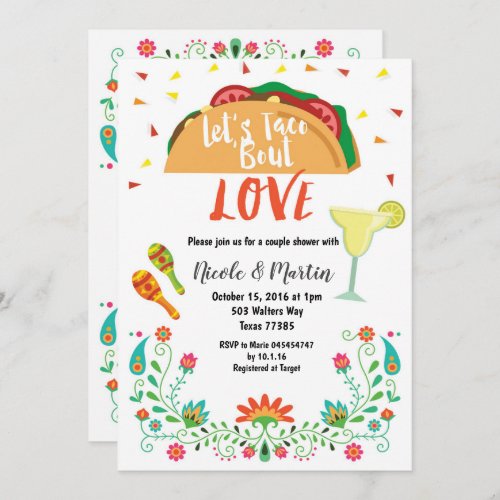 Couples Wedding Shower Invitation Fiesta with Taco