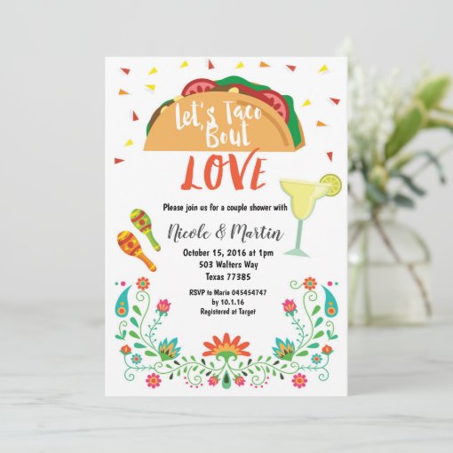 Couples Wedding Shower Invitation Fiesta with Taco Zazzle