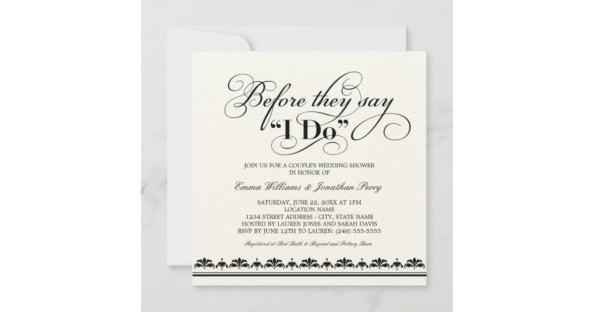 Couples Wedding Shower Invitation Wedding Vows