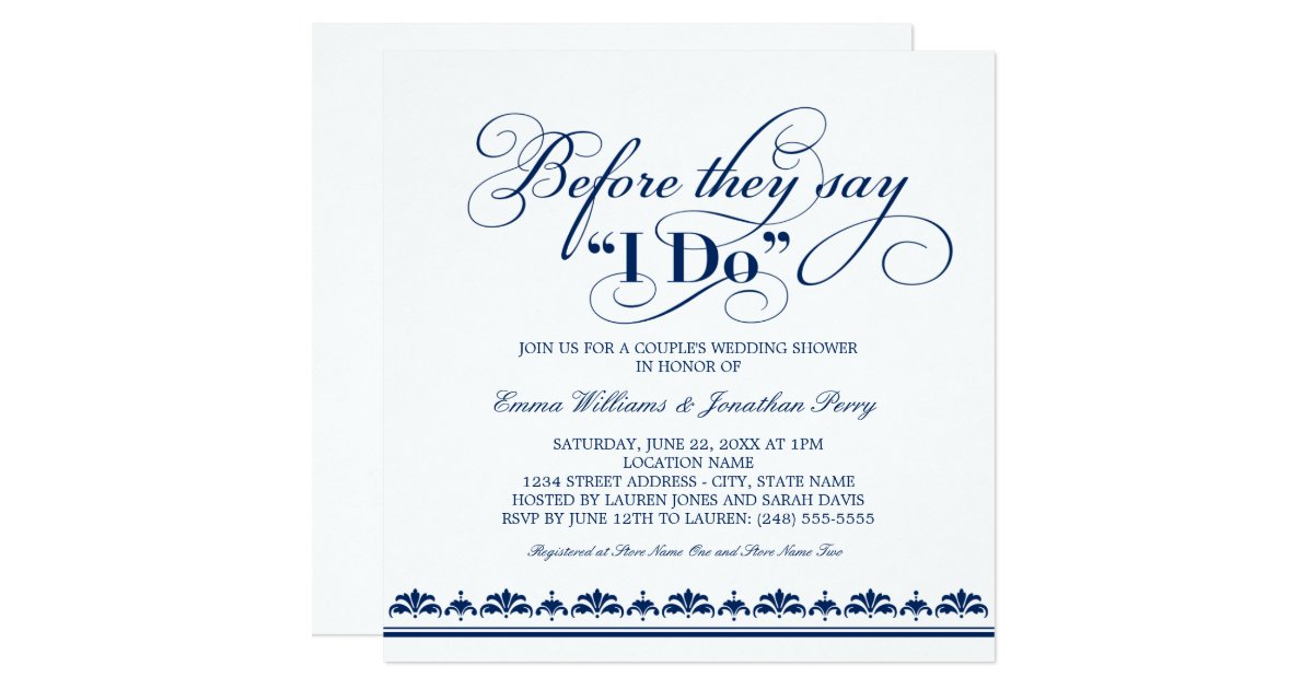 Couple's Wedding Shower Invitation Wedding Vows