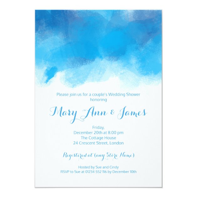 Couple's Wedding Shower Summer Blue Watercolor Invitation