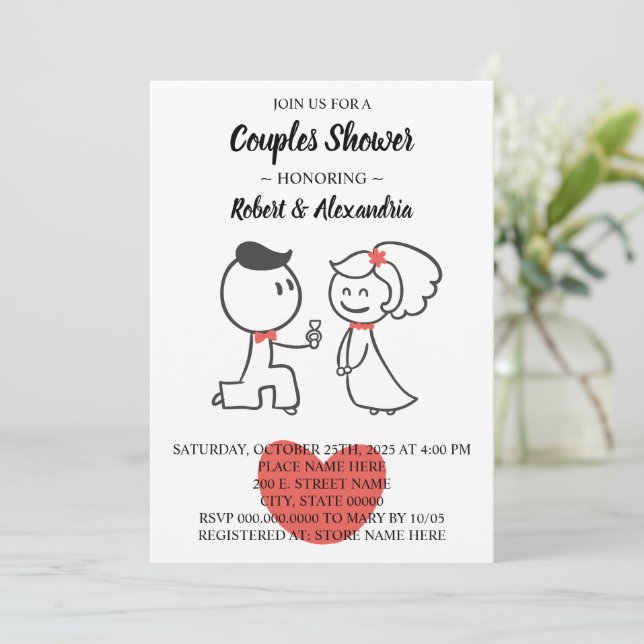 Couples Wedding Shower Wedding Couple  Invitation (Standing Front)