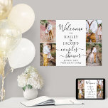 Couples Wedding Shower Welcome 4 Photo Collage Poster<br><div class="desc">Welcome guests to a stylish couples bridal shower with an elegant custom 4 photo collage 18"x24" poster. Pictures and all text are simple to personalize. The modern minimalist black and white design features four images of your choice, chic handwritten style script calligraphy, and elegant vintage typography. This couples wedding shower...</div>