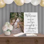 Couples Wedding Shower Welcome Script 1 Photo Foam Board<br><div class="desc">Give celebration guests an elegant greeting with a stylish custom photo couples bridal shower foam board welcome sign. The picture and all text on this template are simple to customize. The modern black and white design features one image of your choice, chic trendy script calligraphy, and elegant classic typography. This...</div>
